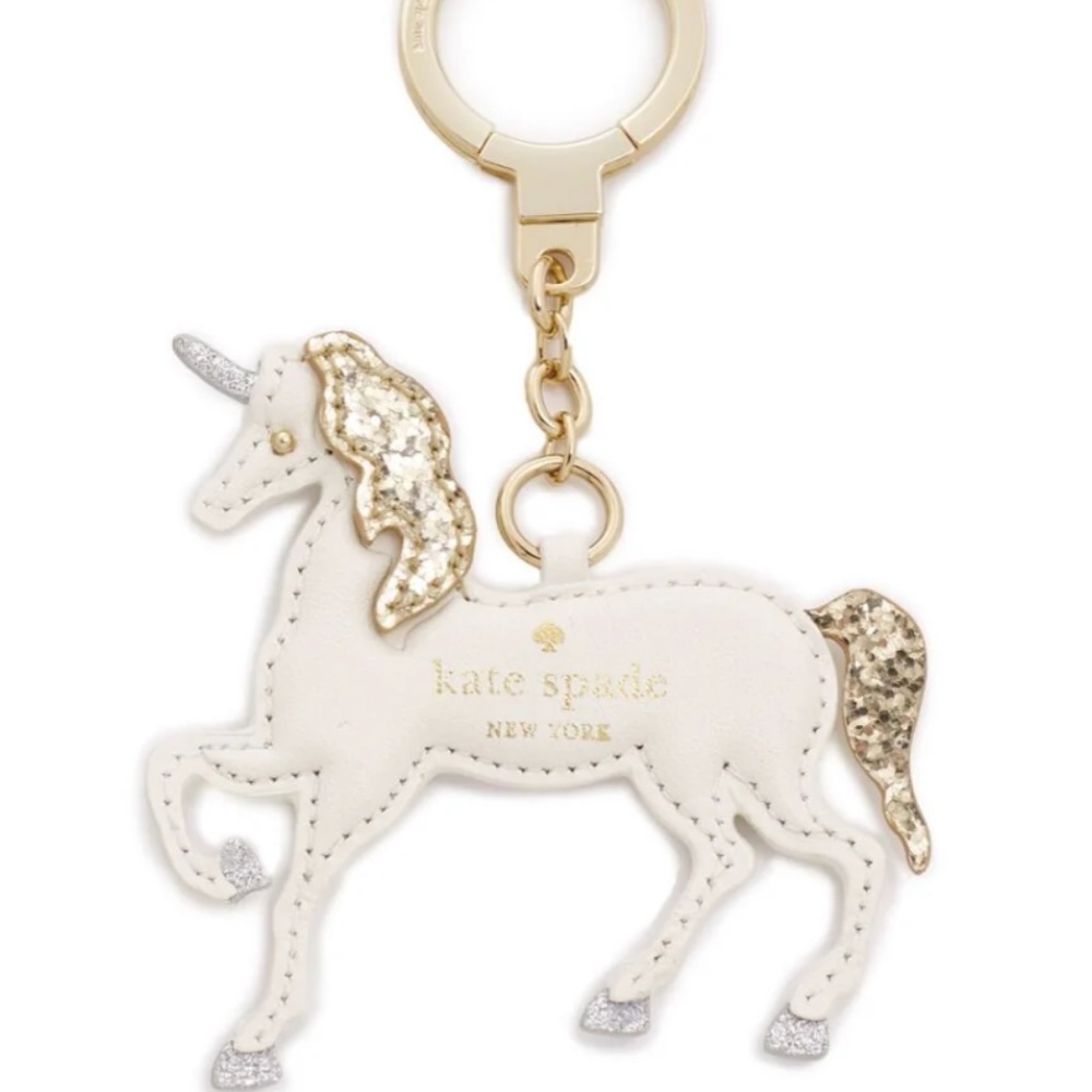 Kate Spade leather unicorn keychain